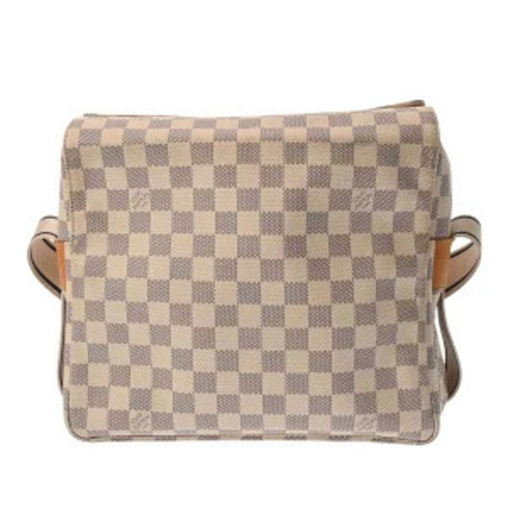 Louis Vuitton Damier Azur White Naviglio White Leather Shoulder Bag